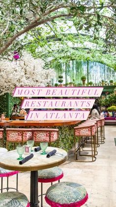 the most beautiful resturant in atlanta has been decorated with pink and green accents