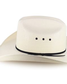 100% Straw. 4" brim. Cattleman's crease. Ribbon fabric hatband. Leather sweatband. Eyelet vents. White Western Boater Hat For Rodeo, White Sun Hat With Flat Bill For Country Events, White Flat Bill Sun Hat For Rodeo, White Flat Bill Sun Hat For Ranch, Adjustable Fit Flat Brim Straw Hat For Country Events, Adjustable Flat Brim Straw Hat For Country Events, Western Straw Hat With Flat Bill For Country Events, Western Straw Hat For Country Events With Flat Bill, Western Straw Hat For Country Events