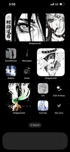 an iphone screen with various anime images on it