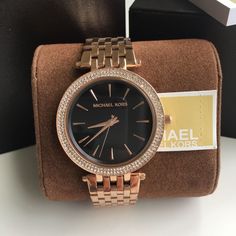 New In The Original Michael Kors Box With The Tag. Rose Gold And Black Dial Women's Watch Mk3402 Case Size : 39mm Michael Kors Rose Gold Analog Watch, Michael Kors Rose Gold Watch For Formal Occasions, Mk Watch Women, Michael Kors Bradshaw Watch, Tortoise Shell Watch, Watches Women Simple, Watches Women Michael Kors, Mk Watch, Slim Watches