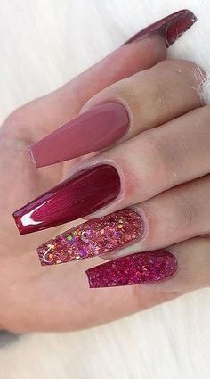 Unique Acrylic Nail Designs, Acrylic Nails Designs, Nail Design Glitter, Cute Acrylic Nail Designs, Beautiful Nail Designs, Unique Nails, Pretty Acrylic Nails