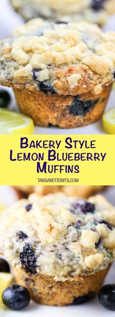 baked lemon blueberry muffins on a white plate