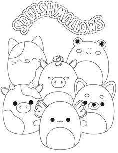 an animal coloring page with the words sushimallows