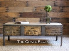 the crate people coffee table with three drawers