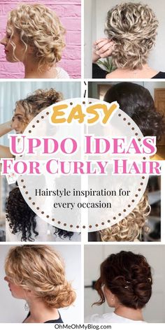 Get ready for that event with these curly hair updo ideas- perfect messy buns, half updos, high and low buns for naturally curly hair! Loose Curly Updo Wedding Low Buns, Updos For Permed Hair, Curly Hair Chignon Tutorial, Updos For Long Curly Hair Natural Curls, Casual Updos For Curly Hair, Curly Hair Simple Updo, Bridesmaid Hair For Curly Hair, Short Curly Hair Updo For Wedding, Updos For Shoulder Length Curly Hair