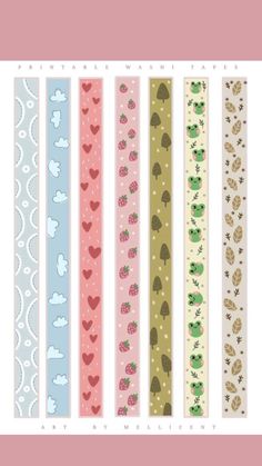 four different colored strips with hearts and trees on them