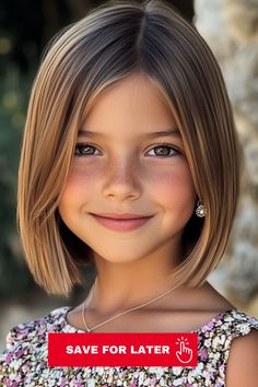 Short Hairstyles For Little Girls >>> If you’re looking for a low-maintenance look, consider the shoulder-length blunt cut with a middle part. This longer option among haircuts for girls offers simplicity and elegance. Click here to check out more adorable short hairstyles for little girls. Girls Haircut Shoulder Length, Toddler Shoulder Length Haircut, Haircut For 5 Year Girl, Medium Length Haircut For Girls Kids, Girls Medium Length Haircut, Kids Bob Haircut With Bangs, Short Hair Styles For Girls Kids