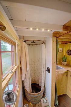 a bathroom that has a tub in it