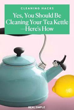 If you haven't been cleaning your tea kettle, it may be filled with mineral deposits and rust. Here's how to clean a tea kettle, the easy way. Calcium Build Up Remover, Lemon And Baking Soda, Kitchen Kettle, Baking Soda And Lemon, Copper Tea Kettle, Cleaning Methods, Electric Tea Kettle, How To Clean Silver, Keep It Clean