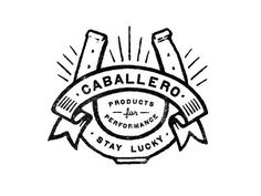 a black and white logo with the words caballero products, stay lucky on it