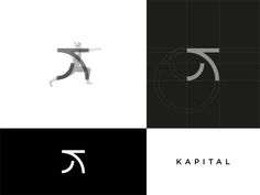 the logo for kapital is designed in black and white, with an abstract design