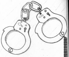 this is a drawing of two cartoon cats with handcuffs on their necks, one holding the other's hand