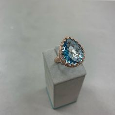 Blue Topaz And Diamond Cocktail Ring 14k Rose Gold Tdw: .30 Tcw: 21.38 Topaz And Diamond Ring, Diamond Cocktail Ring, Jewelry Blue, Diamond Cocktail Rings, Effy Jewelry, Ring Color, Ring Ring, Cocktail Ring, Womens Jewelry Rings