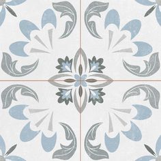 an artistic tile design with blue and gray colors