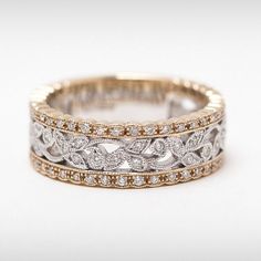 two tone gold and diamond wedding bands