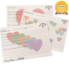 two lined paper with hearts on them