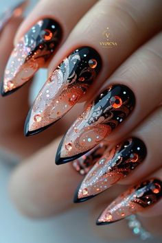 Space Almond Nails, Circus Themed Nails, Dungeons And Dragons Nails, Fantasy Nail Art, Luxury Nail Art, Magic Nails, Fall Nail Trends, Smink Inspiration, Makijaż Smokey Eye