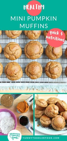 pumpkin muffins on a cooling rack with ingredients