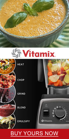 a blender filled with different types of food and the words vitanix above it