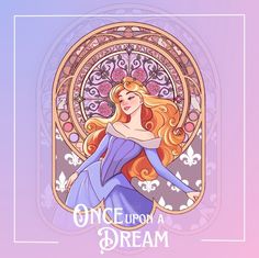 an illustration of a princess with long hair and the words, once upon a dream