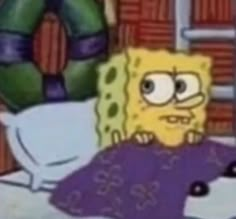 spongebob laying in bed with his eyes closed