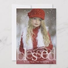 Modern Blessed Overlay Photo Christmas Card Christmas Holiday Photos, Christmas Rustic, Family Holiday Photos, Merry Christmas Vintage, Christmas Invitations, Photo Invitations, Christmas Holiday Cards, Holiday Postcards, Christmas Snow