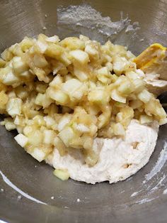 the food is being prepared and ready to be put in the bowl for cooking or baking