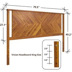 a bed frame with measurements for the headboard and foot board on top of it