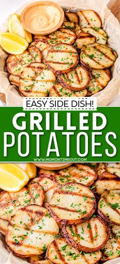 grilled potatoes with lemons and parsley on the side