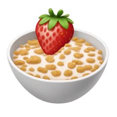 a bowl of cereal with a strawberry on top