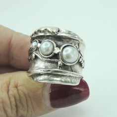 Excited to share the latest addition to my #etsy shop: Hadar Handcrafted Sterling Silver Pearl Ring, White Freshwater Pearl Ring, Ring size 7, June birthstone, Birthday gift, promise ring (145) https://etsy.me/3QPTMAq #pearl #white #silver #stone #women #925sterlingsil Green Amethyst Earrings, White Pearl Ring, White Stone Ring, Silver Pearl Ring, Wide Silver Ring, Blue Opal Ring, Silver Opal Ring, Freshwater Pearl Ring