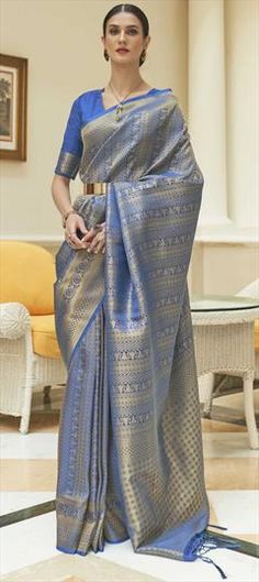 Blue color Saree in Art Silk, Silk fabric with Sequence, Weaving work Luxury Blue Cotton Silk Saree, Traditional Sarees, Soft Silk Sarees, Silk Fabric, Silk Sarees, Colorful Art, Blue Color, Weaving, Saree