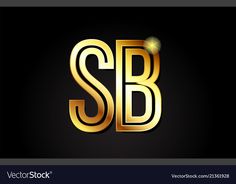 golden alphabet letter s and b on black background