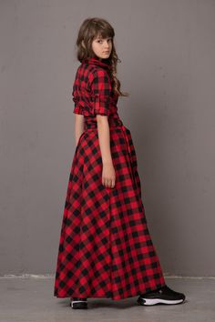 Fun and stylish casual plaid long cotton dress with adjustable long sleeves - personalize your dress the way you want. Snug fit 'till the waist, this checkered flare maxi dress flows like a dream all the way down to the floor. This shirt dress is just perfect for spring, summer, and fall! 🌀 🌀 PERSONALIZATION 🌀 🌀 **You can combine your dress with some of our MASKS: https://www.etsy.com/listing/818011822 **Get your MOMMY DRESS from here: https://www.etsy.com/listing/1233721385 ** If you have a Plaid Cotton Dress For Winter, Mommy Dress, Cotton Long Dress, Mommy And Me Dresses, Checkered Dress, Prairie Dress, Tartan Dress, Plaid Dress, Junior Dresses