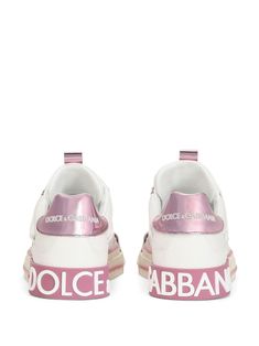 Find DOLCE & GABBANA Logo-stripe Low-top Sneakers on Editorialist. pink/white calf leather two-tone design branded heel counter logo print to the side pull-tab at the heel round toe front lace-up fastening Pink Leather Sneakers With Logo Print, Pink Leather Sneakers With Logo, Dolce Gabbana Sneakers, Pink Details, Gucci Bamboo, Gucci Leather, Dolce E Gabbana, Ballet Flat Shoes, Dolce & Gabbana