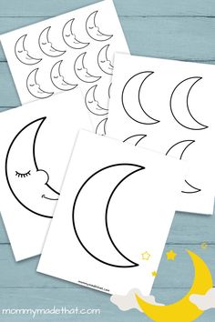 three printable moon cut outs on top of each other