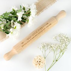 Personalised Engraved Wooden Rolling Pin Birthday Present Engraved Rolling Pins, Wooden Rolling Pin, Laser Engraved Ideas, Rolling Pins, Free Artwork, Personalized Favors, Kitchen Utensil, Homemade Cookies, Milestone Birthdays