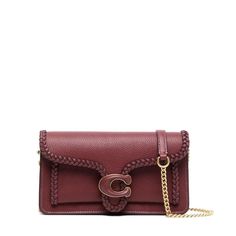 Wine Red Calf Leather Gold-Tone Hardware Logo Plaque Braided Strap Detachable Chain-Link Shoulder Strap Foldover Top With Magnetic Fastening Main Compartment Internal Logo Patch Internal Zip-Fastening Pocket Internal Slip Pocket Brand New Chic Burgundy Shoulder Bag With Branded Hardware, Designer Coach Shoulder Bag In Burgundy, Designer Coach Burgundy Shoulder Bag, Designer Burgundy Coach Shoulder Bag, Burgundy Textured Leather Bag For Evening, Burgundy Textured Leather Evening Bag, Coach Evening Clutch Crossbody, Coach Crossbody Clutch For Evening, Luxury Coach Evening Clutch