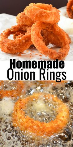 the onion rings are fried in oil and then cooked