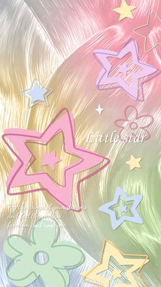 an abstract background with stars and swirls in pastel colors