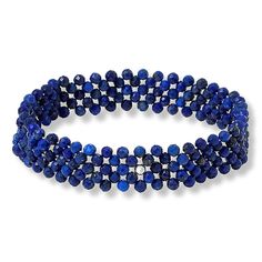 Jay King Faceted Blue Lapis Woven Bead Stretch Bracelet  Tiny, faceted blue lapis beads, handcrafted into a woven design, give this easy-to-wear stretch bracelet a fun, fashionable touch of dimension and color. From Jay King.       Approx. 7-1/4"L x 1/2"W; fits 7" to 7-1/2" wrist     Stamped .925 (quality tag only)     Stretch bracelet has 3mm faceted, round blue lapis beads woven together with jeweler's elastic   Stone Information       All sizes and weights approximate     Stabilized Blue Lapi Elegant Adjustable Lapis Lazuli Beaded Bracelet, Elegant Sapphire Beaded Bracelets With Round Beads, Elegant Sapphire Beaded Bracelets, Adjustable Lapis Lazuli Jewelry With Faceted Beads, Elegant Beaded Bracelets With Lapis Lazuli, Elegant Lapis Lazuli Beaded Bracelets, Adjustable Lapis Lazuli Beaded Bracelet With Faceted Beads, Beaded Lapis Lazuli Bracelet, Lapis Lazuli Beaded Bracelets With Polished Round Beads