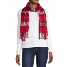 Add a timeless touch to your winter wardrobe with the V. Fraas oblong scarf. Featuring classic plaid prints and soft, woven fabric, it offers warmth and comfort. Fringed edges provide texture, making it the perfect accessory for colder months.Included: 1 Scarf(ves)Features: FringeWarmth Factor: MidweightMeasurements: 12 Width/Inches, 72 Length/InchesFiber Content: 100% AcrylicFabric Description: WovenCare: Machine Wash, Dry FlatCountry of Origin: Imported Red Plaid Scarf, Red One, Winter Accessories, Red Plaid, Winter Wardrobe, Plaid Scarf, Cold Weather, Scarf Wrap, Woven Fabric