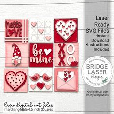 an image of valentine's day cards with the text laser ready svt files