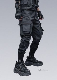 Heavy Industry Darkwear Black Tactical Trousers */. FEATURES & DETAILS: You might also like these combat pants-inspired edgy pants. Explore other urban tech apparel styles with the Techwear pants collection, including harem pants, joggers, jeans, or cargo pants for both men and women. Choose from black, gray, camo, and other colors. For a complete techwear look, combine these pants with another garment from the Techwear apparel line for an urban crossover look with tech fabrics. Loose fit Techwe Tactical Bottoms With Multiple Pockets For Streetwear, Techwear Joggers With Side Pockets, Combat Style Cargo Pants With Belt Loops For Streetwear, Techwear Style Cargo Pants For Streetwear, Techwear Pants For Outdoor Activities, Techwear Parachute Pants For Streetwear, Cyberpunk Streetwear Parachute Pants With Cargo Pockets, Cyberpunk Cargo Pants For Streetwear, Black Tactical Pants For Streetwear