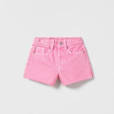 Adorable Denim Shorts From Zara. High Rise. Elastic Back. 100% Cotton. Nwt *Bundle Two Or More Kids Items For Savings * Chelsea Roberts, Kids Denim Shorts, Light Grey Leggings, Pink Denim Shorts, Girl Shorts, Zara Shorts, Zara Girl, High Rise Denim Shorts, Pink Jeans