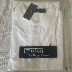 Brand New Unworn White Polo Shirt With Red Polo Symbol On The Front Size Medium In Men White Long Sleeve Polo Shirt For Summer, White Long Sleeve Summer Polo Shirt, Red Polo, White Polo Shirt, White Polo, Lauren White, Branded Shirts, Ralph Lauren Shirt, Polo Ralph