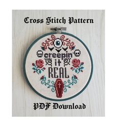 cross stitch pattern with the words keep it real