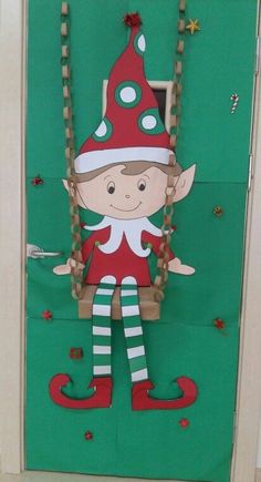 a door decorated to look like an elf