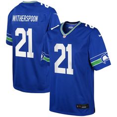 Ensure your youngster is outfitted properly ahead of the next Seattle Seahawks kickoff with this Devon Witherspoon Game jersey from Nike! Featuring the name and number details of their favorite gridiron star, this jersey is exactly what they will want to rock when it's time to watch some Seattle Seahawks football. So throw on your favorite jersey and spark a new game day tradition between the two of you. Machine wash with garment inside out, tumble dry low Material: 100% Polyester Screen print n Seahawks Jersey, Seattle Seahawks Football, Youth Game, Seahawks Football, Nfl Gear, Nike Jersey, Game Jersey, Nfl Season, Boys Nike