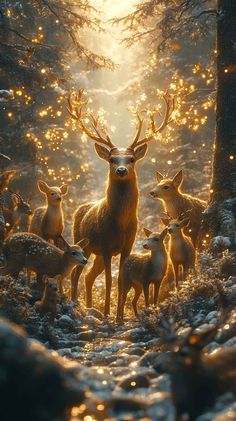 Stunning 8K mobile and iPhone wallpaper featuring a majestic deer family in a magical winter forest. Perfect for the holidays! Beautiful Christmas Pictures, Christmas Scenes Wallpaper, Cozy Winter Scenes, December Night, Blue Baubles, Deer Wallpaper, Christmas Wallpaper Free, Fun Christmas Games, Perfect Background